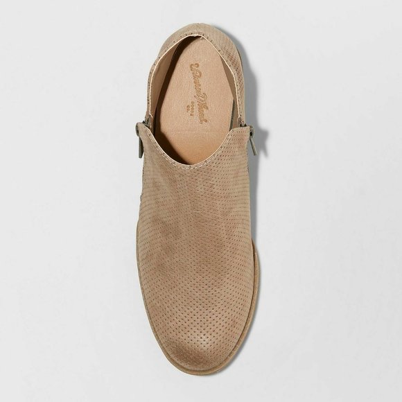 NWOT Dylan MicroSuede Tan Taupe Zipper Booties - Picture 2 of 6